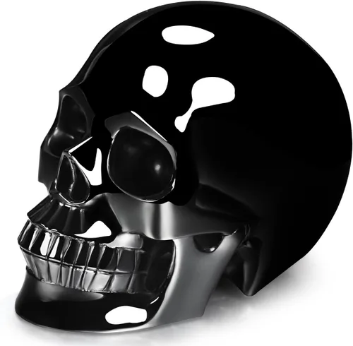 Miniatura 2 de Skullis Cráneo de cristal de obsidiana negra de 5.0 pulgadas, escultura artística de piedras preciosas talladas a mano, estatua de piedra curativa