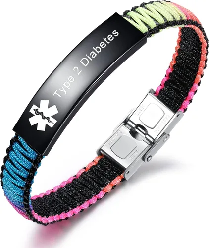 Miniatura 9 de JF.JEWELRY Pulsera de alerta médica para mujeres T1D T2D Pulsera de identificación de alerta médica para diabetes y epilepsia para niñas y niños