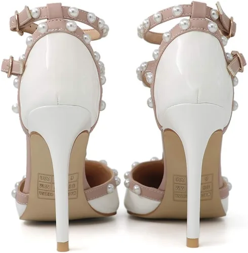 Miniatura 2 de Tacones con correa de tobillo para mujer, remaches redondos dorados, correa en T, sandalias de boda