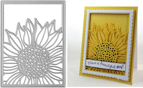 Lapoo Troquel de Corte de Metal para Scrapbooking, Marco de Fondos 3D Nuevos Troqueles de Corte DIY para Hacer Álbumes Tarjetas Decoración Girasol A
