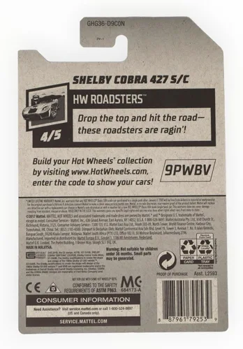 Miniatura 2 de Hot Wheels Zamac Shelby Cobra 427 S/C, [Plata] 191/250 Roadsters 4/5