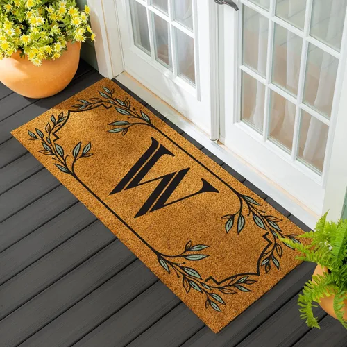 Miniatura 65 de Evergreen Flag Alfombra de puerta de fibra de coco monograma Letra B Alfombra para puerta delantera para interiores y exteriores 71x41 cm