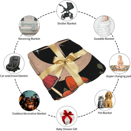 Miniatura 8 de Manta de hongos, ultra suave, cálida y ligera, de franela de forro polar con microhongos, para cama, sofá, regalo de viaje, decoración de hongos