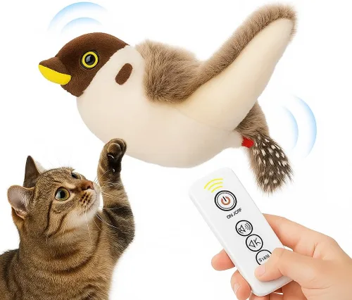 Miniatura 10 de Juguete interactivo de pingüino para gatos, juguete recargable con alas aleteadas con hierba gatera, alas de batir automáticas, divertido juguete