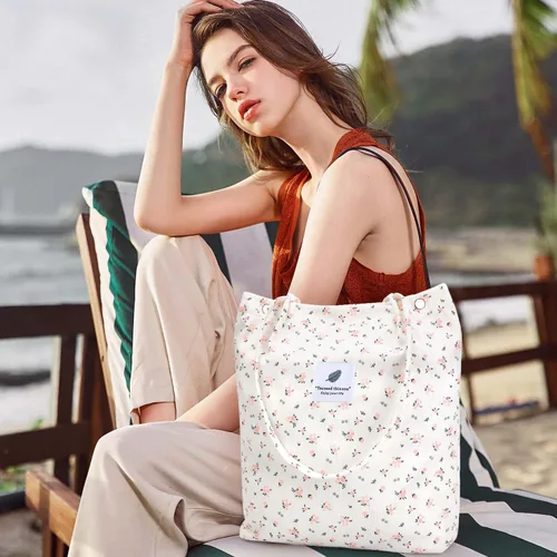 Miniatura 119 de Ayieyill - Bolsa de pana para mujer y niña, con correa de lona para colgar al hombro, bolsa con bolsillo