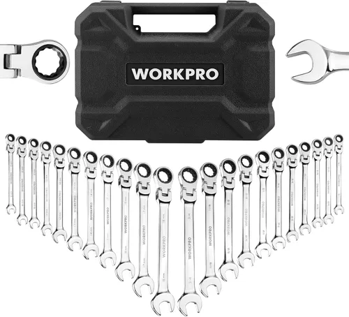 Miniatura 8 de WORKPRO - Juego de 22 llaves de trinquete ajustables combinadas, 72 dientes, juego de llaves de trinquete con caja organizadora, métrica 6-18mm