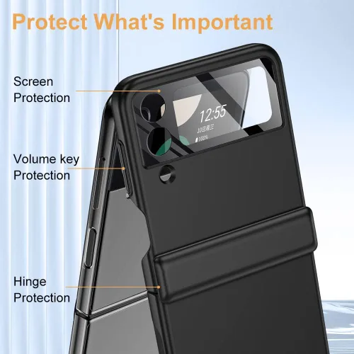 Miniatura 2 de Funda para Samsung Z Flip 4: [Protección completa de bisagra] Funda delgada para teléfono con protección de pantalla incorporada, protección