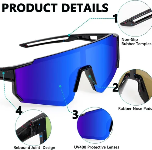 Miniatura 25 de Paquete de 2 lentes de sol de béisbol para niños y jóvenes, gafas de sol deportivas para niños y niñas, gafas de golf para ciclismo, correr, golf