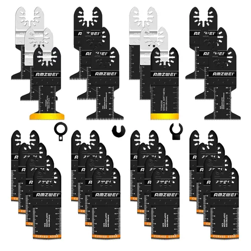 Miniatura 11 de AMZWEI 100 cuchillas oscilantes de titanio para herramientas, hojas de sierra profesionales de borde curvo, corte de metal, madera y plástico, 4