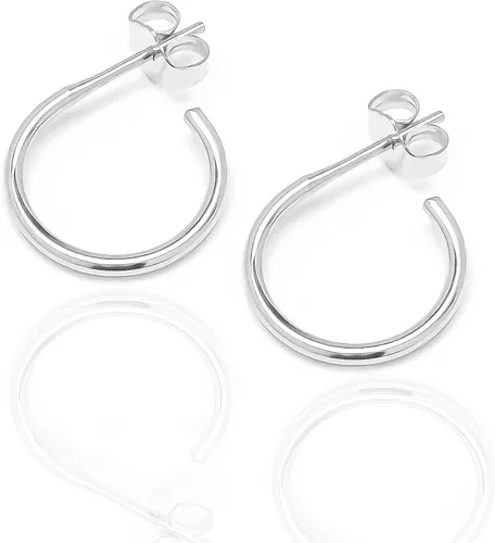 Aretes de aro de plata de ley, plata de ley 925, 0.472 in, 16 ga, aretes de aro para mujer, aretes de aro de plata hipoalergénica, aretes de aro de