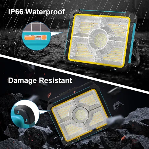 Miniatura 6 de Solar Rechargeable Work Light, 480LED 12000mAh with Stepless Brightness Job Site Battery Rechargeable LED Floor Light, Waterproof Portable Solar