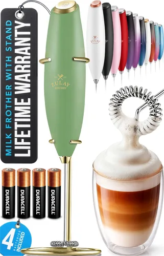 Miniatura 11 de Zulay Kitchen Espumador de leche de mano con pilas Duracell AA – Mezclador eléctrico ultrarrápido y creador de espuma, mezclador de bebidas fácil