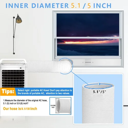 Miniatura 2 de Manguera de aire acondicionado portátil, ventilación de escape portátil de 5 pulgadas de diámetro para aire acondicionado portátil, adecuada