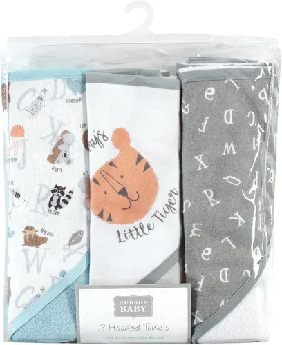 Miniatura 2 de Hudson Baby Toallas unisex con capucha de algodón para bebé, alfabeto, talla única