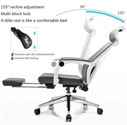 Miniatura 3 de Silla ergonómica comercial de malla ejecutiva con respaldo alto, con soporte lumbar ajustable, reposacabezas (E)