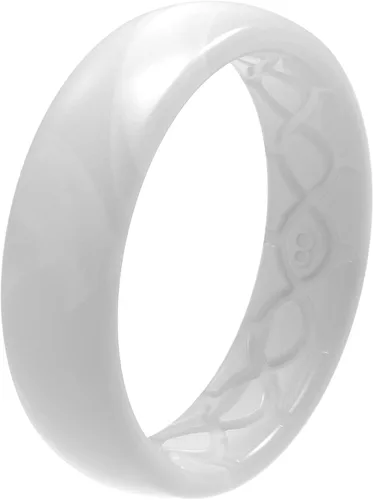 Miniatura 7 de Groove Life Anillo de silicona fina y sólida, anillos de boda de goma transpirable para mujeres, cobertura de por vida, diseño único, anillo