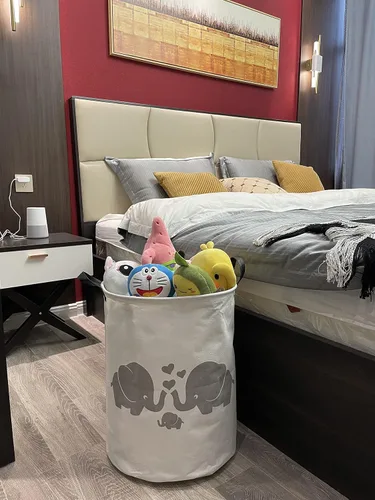 Miniatura 5 de ESSME - Cesta de almacenamiento grande, de tela con asas, plegable, para la ropa, el hogar, como regalo, organizador de juguetes Amor elefante