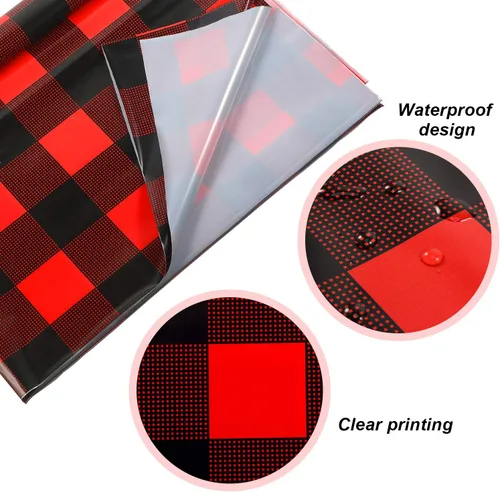Miniatura 3 de Boao Mantel a cuadros de plástico grande de 51 x 71 pulgadas, 3 unidades, color rojo y negro, para Halloween, Navidad, picnic, campamento