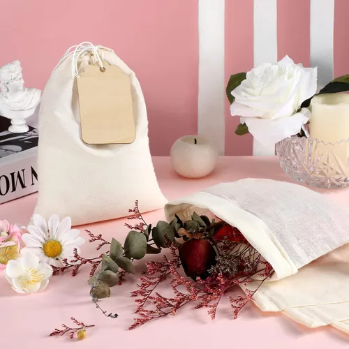 Miniatura 5 de Boao 50 bolsas de té de tela de queso de 6 x 8 pulgadas para colar, filtro de té reutilizable, bolsas sueltas vacías para sopa y especias