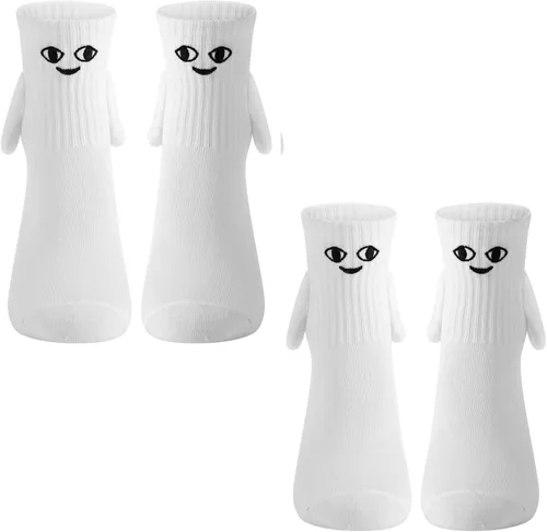Calcetines tomados de la mano,Divertidos pares magnéticos de mano a mano calcetines de tubo medio,Calcetines novedosos para muñecas 3D, regalos de