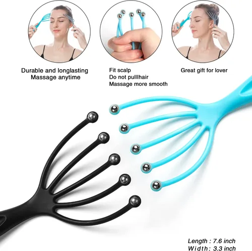 Miniatura 2 de Masajeador de cabeza, portátil portátil SPA cuero cabelludo herramienta de masaje para relajación profunda y reducción del estrés húmedo y seco