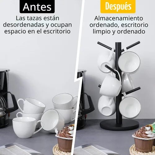 Miniatura 5 de MyLifeUNIT Soporte para Tazas, Soporte para Tazas de Café con 6 Ganchos (Negro) MyLifeUNIT