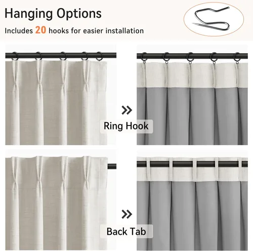 Miniatura 2 de 100% Blackout Shield Cortinas opacas con textura y aspecto de lino de 72 pulgadas de largo, juego de 2 paneles de cortinas opacas de lino sintético