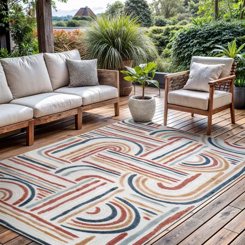 Miniatura 20 de CAMILSON Alfombra para Interiores y Exteriores, Alfombras de Área Azules 5x7 con Hojas Tropicales Botánicas para Patios Interiores y Exteriores