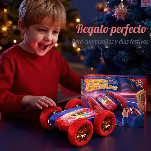 Miniatura 7 de Coche de juguete de control remoto con giro de 360° para niños de 3 a 12 años, autos RC 4WD de doble cara con ojos y piernas de héroe brillantes