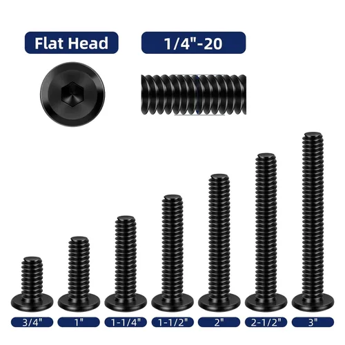 Miniatura 3 de Tornillos de cabeza plana de 1/4-20 x 1-1/4 pulgadas, tornillos de conector avellanados, acero inoxidable 18-8 (304), óxido negro, totalmente