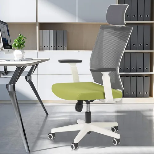 Miniatura 2 de Silla ergonómica de oficina, silla giratoria de escritorio, respaldo alto, silla de computadora de malla con reposabrazos, soporte lumbar ajustable