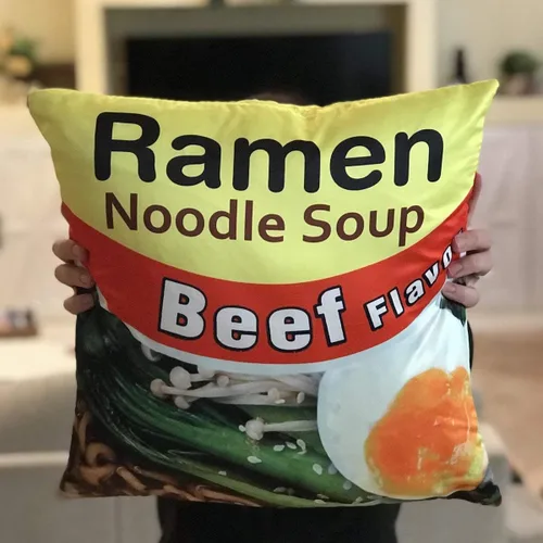 Miniatura 4 de Torched Ramen Soup Stash con bolsillo secreto Cojín decorativo con compartimento oculto Se adapta a rellenos de almohada de 16 x 16 pulgadas