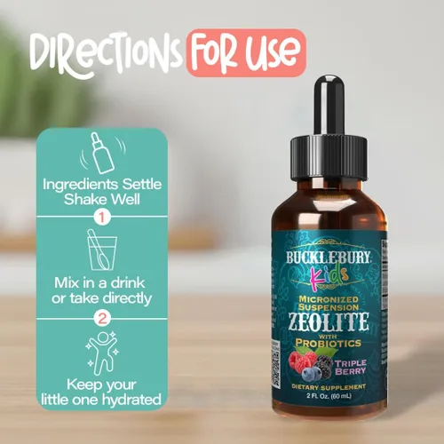 Miniatura 6 de BUCKLEBURY Desintoxicación líquida de zeolita para niños con probióticos, probióticos naturales sin azúcar con sabor a bayas para niños