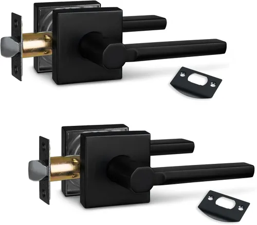 Miniatura 9 de NEWBANG Palanca de puerta de cama/baño para privacidad Baño e interior Manija de cerradura de puerta en negro mate envejecido, HD1601-DB-BK-1P