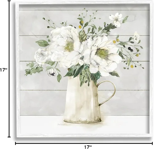 Miniatura 8 de Stupell Industries 'Country Jug Varied Flower Arrangement', Framed Giclee Art, White, 17 x 17 Inches, Easy to Hang and Sturdy, Made in USA, by Carol