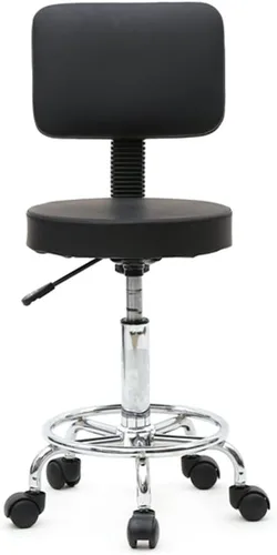 Miniatura 11 de Taburete giratorio para salón con soporte de espalda, taburete hidráulico ajustable con respaldo para masaje de belleza peluquero tatuaje
