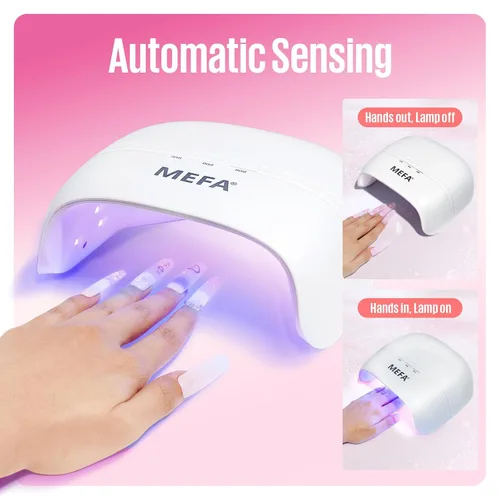 Miniatura 4 de MEFA Lámpara de uñas UV de 72W portátil, luz UV para uñas de gel con 3 temporizadores, secador para esmalte de uñas de gel de curado rápido, 21