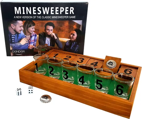 Miniatura 8 de Juegos de fiesta y regalos de entretenimiento - Juego de beber vaso de chupitos de tres en raya, juego de tapa de botella de cerveza con Oak Barrel