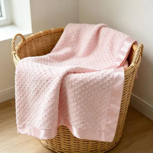 Miniatura 4 de American Baby Company Heavenly - Manta de recepción de felpilla suave (30 x 40 pulgadas), diseño de 2 capas con lunares minky y satén sedoso, rosa