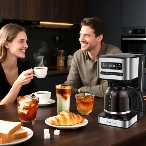 Miniatura 9 de Taylor Swoden Cafeteras programables de 12 tazas, cafetera para café caliente y café helado, 4 niveles de intensidad de preparación, pantalla LED