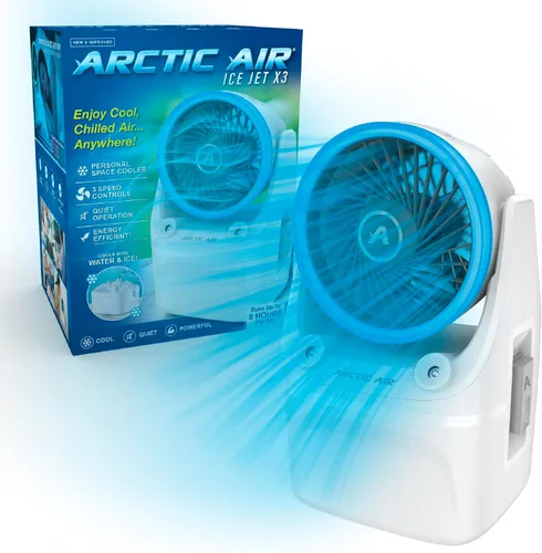 Arctic Air Enfriador de aire portátil Ice Jet X3, modos de niebla dual, hasta 8 horas de tiempo de enfriamiento, enfriador portátil de 3 velocidades