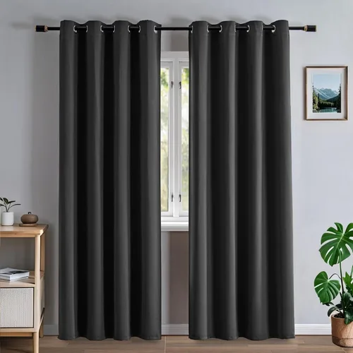 Miniatura 26 de Cortinas opacas para sala de estar, cortinas 100% opacas de 90 pulgadas de largo, juego de 2 paneles de 2 paneles, con aislamiento térmico, pestaña