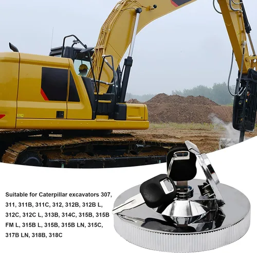 Miniatura 2 de 0998548 Tapa de combustible con bloqueo con 2 llaves de repuesto para excavadora Caterpillar 320 L 320N E110 E120 E140 E180 E240 E300 E70B