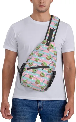 Miniatura 2 de Bolso bandolera para hombres y mujeres, mochila cruzada de dibujos animados de anime con llavero multiusos bolsa cruzada en el pecho