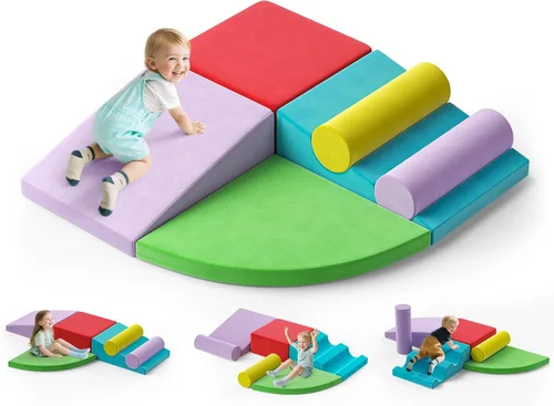 Miniatura 10 de Lischwert Bloques de escalada de espuma para niños pequeños de 1 a 3 años, juego suave de 4 piezas con juguetes de exploración para gatear, bloques
