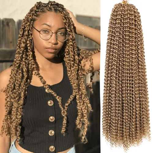 Miniatura 52 de Cabello Passion Twist de 24 pulgadas, 8 paquetes de cabello Passion Twist de ganchillo para mujeres, cabello trenzado Passion Twists largo bohemio