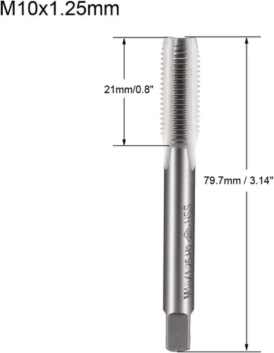 Miniatura 2 de uxcell Métrico Macho de máquina M10 x 0.049 in H2 de acero de alta velocidad 3 flautas rectas roscado roscado reparación de maquinista herramienta