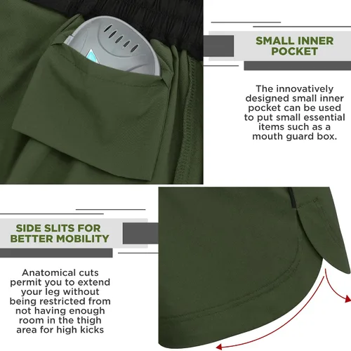 Miniatura 2 de RDX Pantalones cortos de MMA para entrenamiento y kickboxing Pantalones cortos de lucha para artes marciales, pelea de jaulas, Muay Thai, BJJ