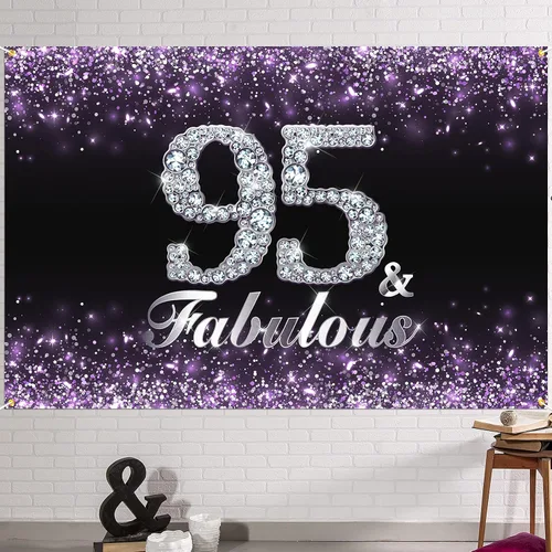 Miniatura 12 de HAMIGAR Fondo de pancarta de feliz cumpleaños número 10 de 6 x 4 pies, suministros de fiesta de cumpleaños para niñas, color morado