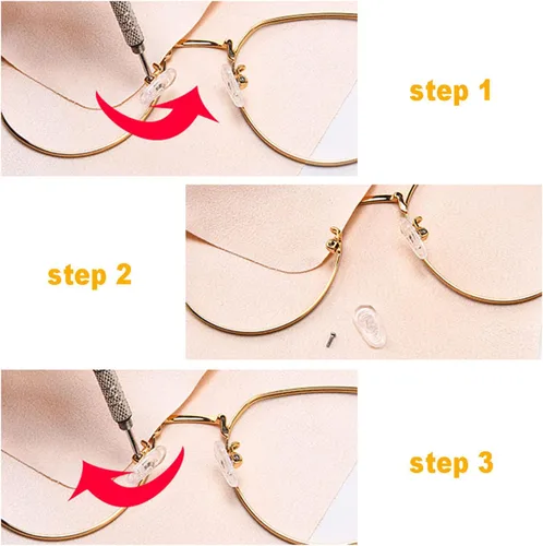 Miniatura 6 de 18 pares de almohadillas nasales para lentes, kit de reparación de anteojos con destornilladores, almohadillas para la nariz, tornillos, pinzas